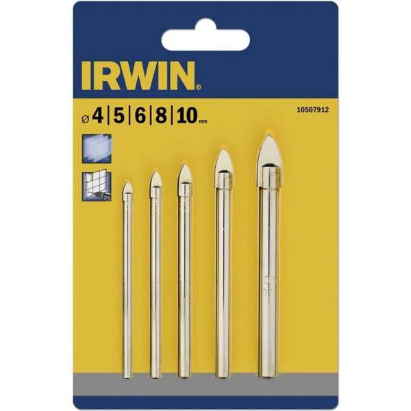 Irwin Borenset Glas en tegel 5-delig 4/5/6/8/10 mm 10507912 Irwin Borenset Glas en tegel 5-delig 4/5/6/8/10 mm 10507912