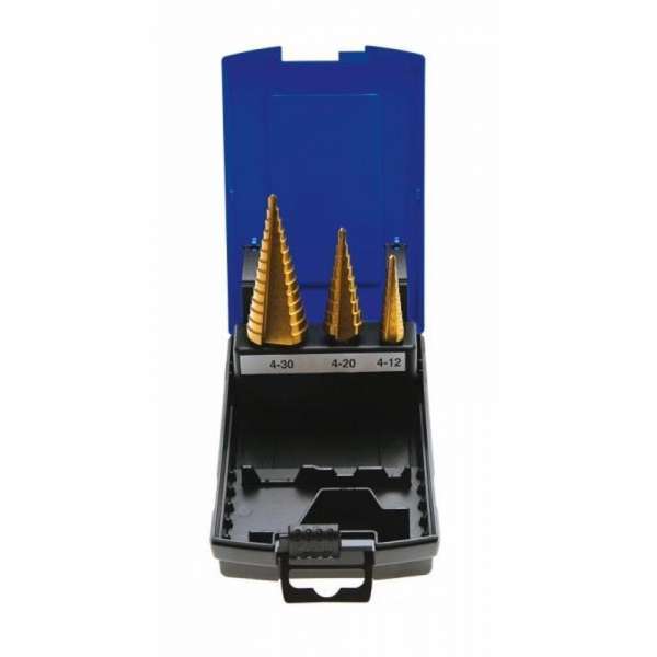 BGS - Stappenboor set - HSS - 4mm - 12 mm / 4 - 20mm -/ 4 - 30mm - BGS 1624 BGS - Stappenboor set - HSS - 4mm - 12 mm / 4 - 20mm -/ 4 - 30mm - BGS 1624