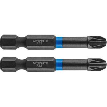 GRAPHITE Bit IMPACT PZ 3 x 50 mm, S2 Staal Full Fit Kop, 2 stuks