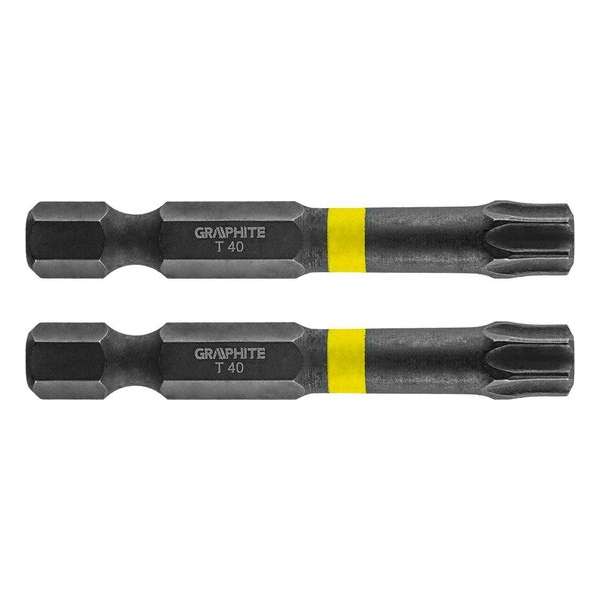 GRAPHITE Bit IMPACT TX 40 x 50 mm, S2 Staal Full Fit Kop, 2 stuks GRAPHITE Bit IMPACT TX 40 x 50 mm, S2 Staal Full Fit Kop, 2 stuks