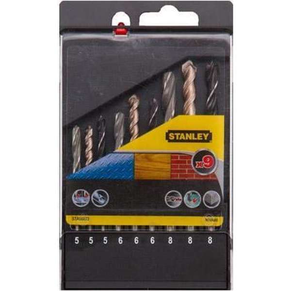 Stanley boorcassette metaal, hout en steen - 9 stuks Stanley boorcassette metaal, hout en steen - 9 stuks