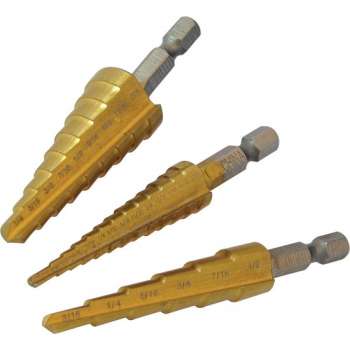 Silverline HSS Trapgatboor / Stappenboor / Piramideboor met Titanium Coating - 1/8" - 3/4" - 3 Delig