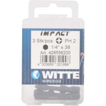 Witte Impact kruiskop bit - PH 2 - per 3 verpakt