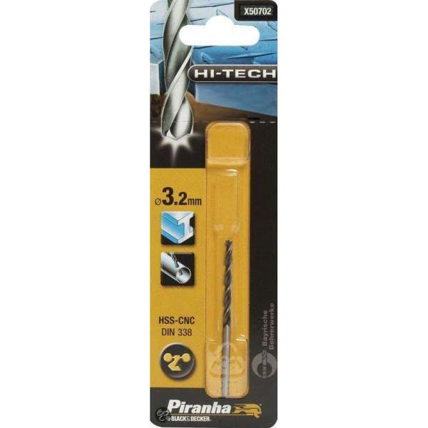 Piranha HI-TECH metaalboor 3,2mm X50702 Piranha HI-TECH metaalboor 3,2mm X50702