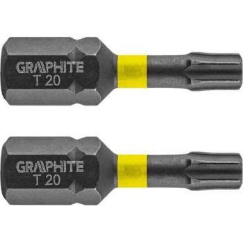 GRAPHITE Bit IMPACT TX 20 x 25 mm, S2 Staal Full Fit Kop, 2 stuks