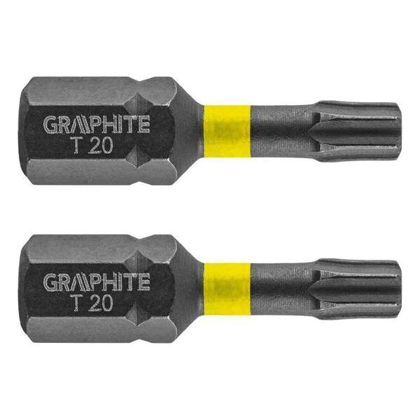 GRAPHITE Bit IMPACT TX 20 x 25 mm, S2 Staal Full Fit Kop, 2 stuks GRAPHITE Bit IMPACT TX 20 x 25 mm, S2 Staal Full Fit Kop, 2 stuks