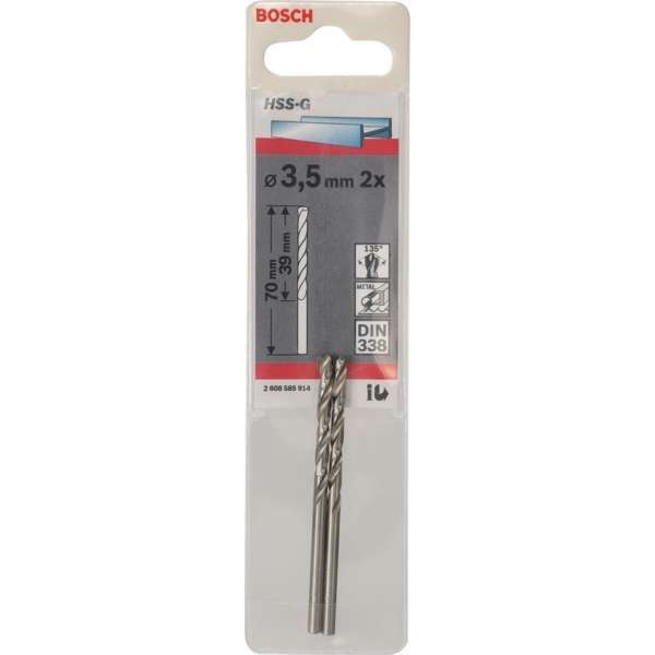 Bosch - Metaalboren HSS-G, Standard 3,5 x 39 x 70 mm Bosch - Metaalboren HSS-G, Standard 3,5 x 39 x 70 mm