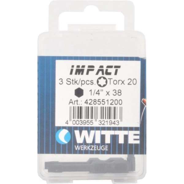 Witte Impact Torx bit - T20 - per 3 verpakt Witte Impact Torx bit - T20 - per 3 verpakt