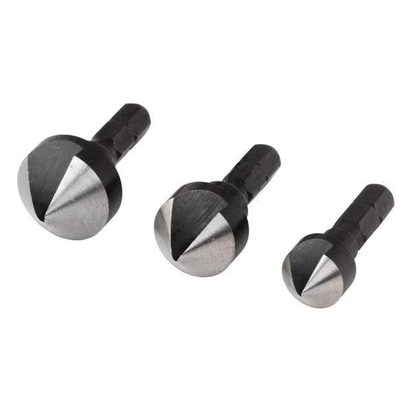 Wolfcraft 2584000 Kegelverzinkboorset 3-delig 12 mm, 16 mm, 19 mm Gereedschapsstaal 1/4 (6.3 mm) 1 set(s) Wolfcraft 2584000 Kegelverzinkboorset 3-delig 12 mm, 16 mm, 19 mm Gereedschapsstaal 1/4 (6.3 mm) 1 set(s)