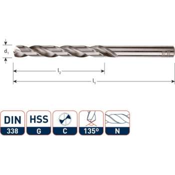 Rotec HHS-G Spiraalboor DIN338 type N  7,5 mm  1 st.