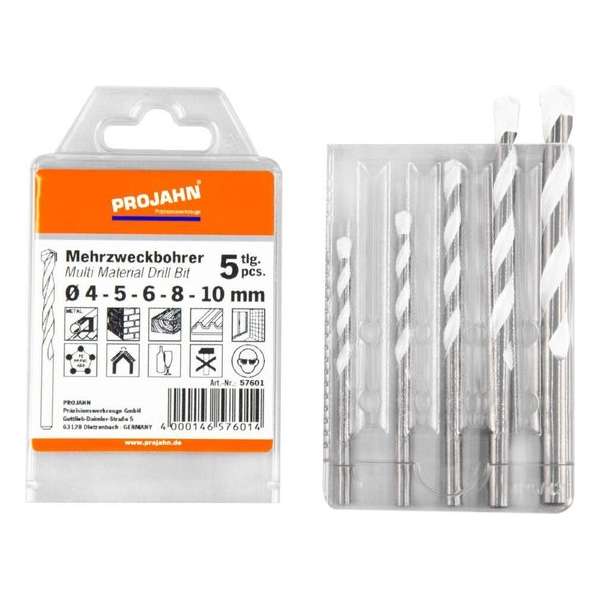 PROJAHN Multifunctionele borenset met hardmetalen punt , 4-dlg. 4,5, 6, 8, 10mm PROJAHN Multifunctionele borenset met hardmetalen punt , 4-dlg. 4,5, 6, 8, 10mm