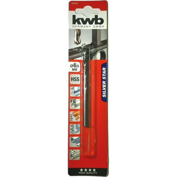 KWB HSS Silverstar Metaalboor op Kaart - 6,5 mm KWB HSS Silverstar Metaalboor op Kaart - 6,5 mm