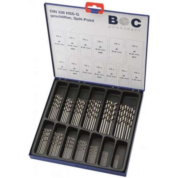 130-delige Bohrcraft borenset DIN 338 spiraalboren HSS-G 130-delige Bohrcraft borenset DIN 338 spiraalboren HSS-G