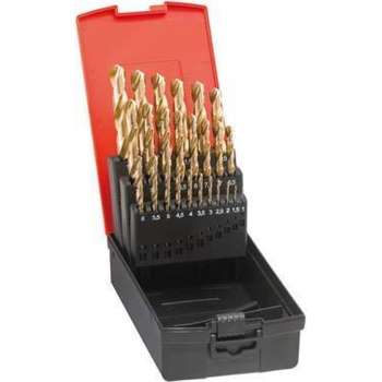 Spiraalborenset Type N, profielgeslepen HSS TiN DIN 338 1-5,9mm In kunststofkoffer 50