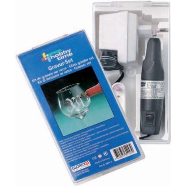 Glas graveer set elektrische graveer, trafo, 2 slijpstiften 1 diamantfrees