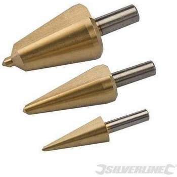 Silverline 3-delige titanium geplateerde HSS plaatboor set