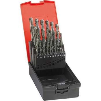 Spiraalborenset Type N, profielgeslepen HSS DIN 338 1-10,5mm In kunststofkoffer 24
