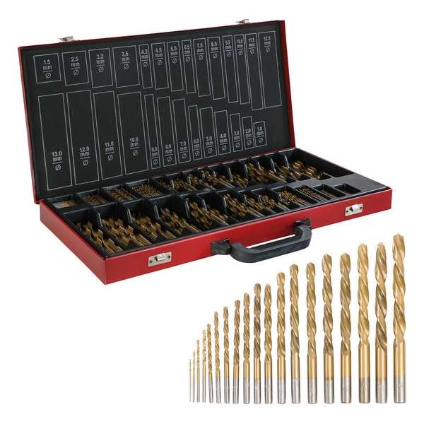 AREBOS Twistboor 230 st. TITAN (+500%) HSS TiN staalboorset HSS TiN 1-13mm DIN338 AREBOS Twistboor 230 st. TITAN (+500%) HSS TiN staalboorset HSS TiN 1-13mm DIN338