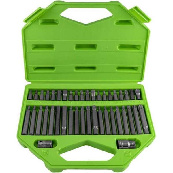 JBM Tools | SET VAN 42 BITS: ZESKANTE, 12-KANTE, TORX, TORX MET GAT EN RIBE. JBM Tools | SET VAN 42 BITS: ZESKANTE, 12-KANTE, TORX, TORX MET GAT EN RIBE.