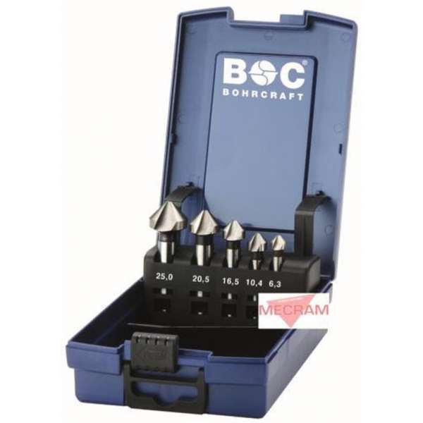 Bohrcraft 5 delig verzinkfrezen set HSS-E (Co5) 90° - verzinkfrees Bohrcraft 5 delig verzinkfrezen set HSS-E (Co5) 90° - verzinkfrees