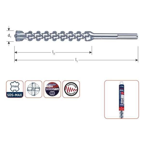 Hamerboor SDS-max Quattro-X ø14,0x400/540 Hamerboor SDS-max Quattro-X ø14,0x400/540