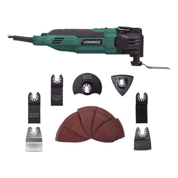 VONROC Oscillerende Multitool – 300W – snelwisselsysteem, variabele snelheid – Incl. 61 accessoires VONROC Oscillerende Multitool – 300W – snelwisselsysteem, variabele snelheid – Incl. 61 accessoires