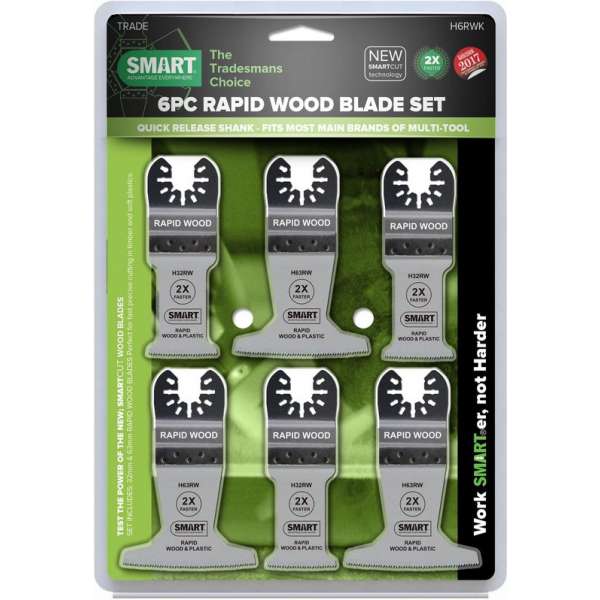 SMART Blades RapidWood Multitool Zaagbladen Set - 3x32mm + 3x63mm - 6-Delig SMART Blades RapidWood Multitool Zaagbladen Set - 3x32mm + 3x63mm - 6-Delig