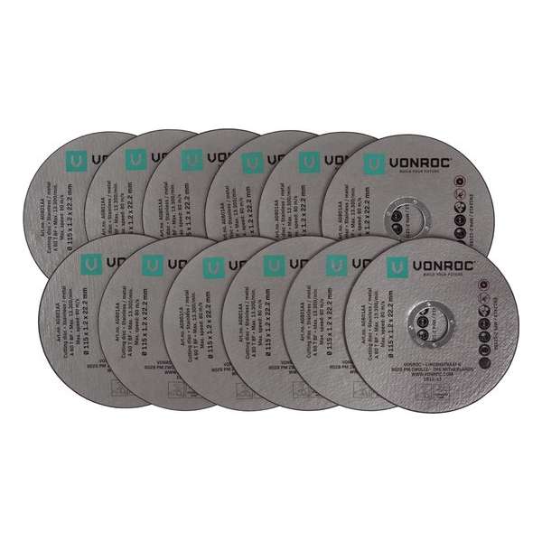 VONROC Doorslijpschijven set – Ø115MM – 12 stuks VONROC Doorslijpschijven set – Ø115MM – 12 stuks
