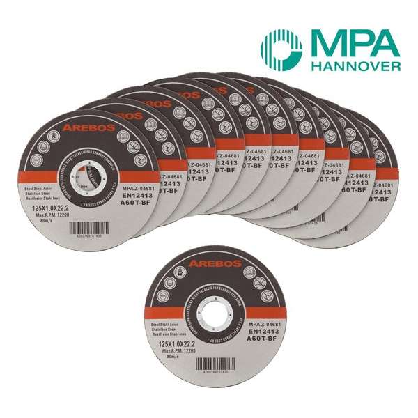 AREBOS 50 x Slijpschijven 125 mm x 1 mm x 22,23 mm AREBOS 50 x Slijpschijven 125 mm x 1 mm x 22,23 mm