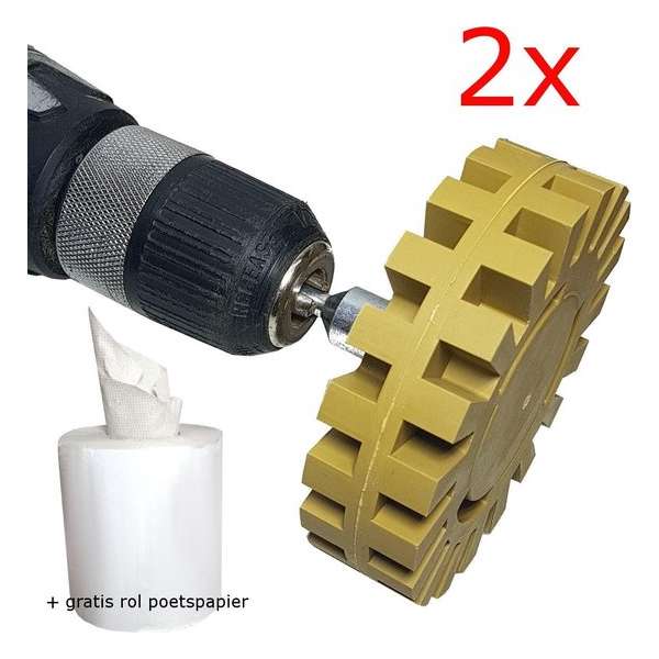 2x Folie verwijderen caramelschijf gummi stickerverwijderaar rubberen schijf 100mm met gratis poetsrol 2x Folie verwijderen caramelschijf gummi stickerverwijderaar rubberen schijf 100mm met gratis poetsrol