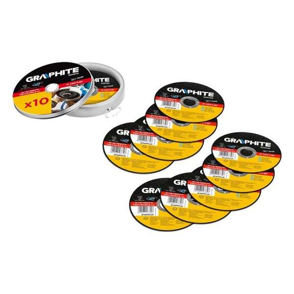 Doorslijpschijf 10x in blik. 115 x 1,0 mm, voor RVS en metaal Doorslijpschijf 10x in blik. 115 x 1,0 mm, voor RVS en metaal