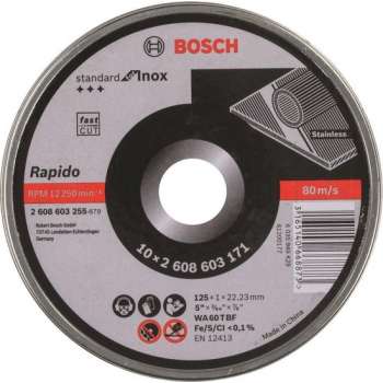 Bosch Doorslijpschijf recht Standard for Inox - Rapido 125mm - 10stuks