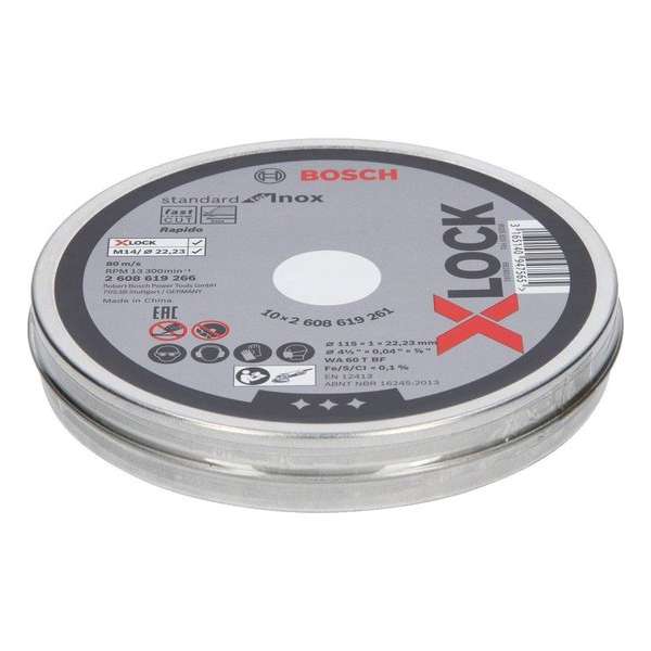 Bosch 2608619266 X-Lock Slijpschijf Standard for Inox in blik - Recht - 115mm (10st) Bosch 2608619266 X-Lock Slijpschijf Standard for Inox in blik - Recht - 115mm (10st)