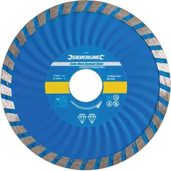 Silverline Diamant Turbo Wave Snijschijf - Doorslijpschijf - 115 mm. - Asgat 22,23 mm, Gesloten Velg