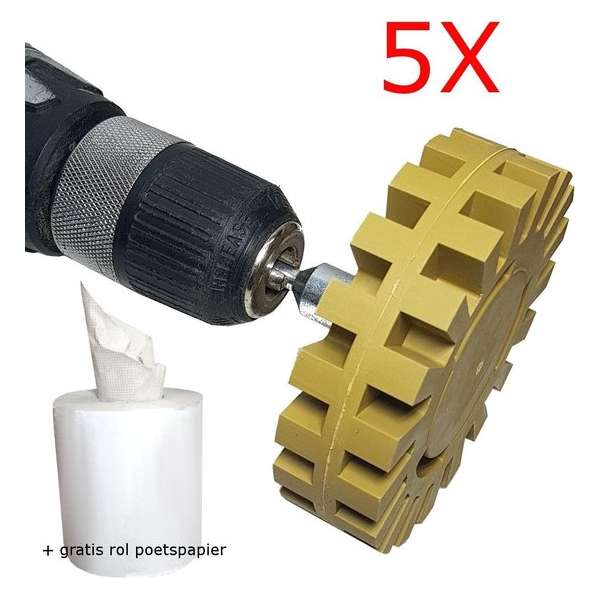 5x Folie verwijderen caramelschijf gummi stickerverwijderaar rubberen schijf 100mm met gratis poetsrol 5x Folie verwijderen caramelschijf gummi stickerverwijderaar rubberen schijf 100mm met gratis poetsrol