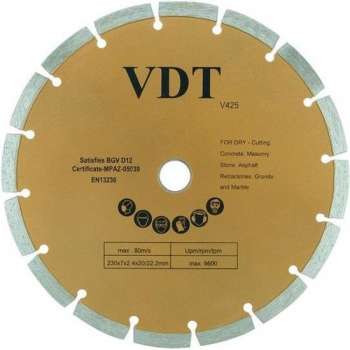VDT Diamantschijf, Slijpschijf 230 mm (gesegmenteerd)