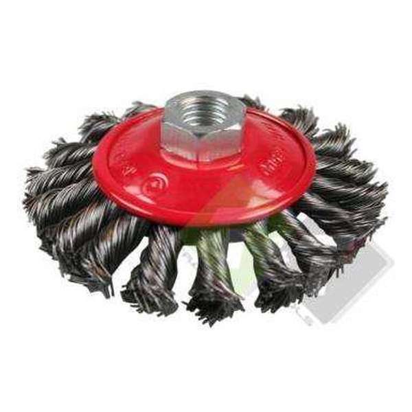 Staalborstel voor haakse slijper, 4, M14x2, 10 cm schijf