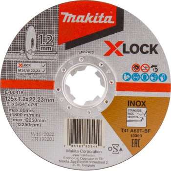 Makita E-00418 Doorslijpschijf X-LOCK 125x22,23x1,2mm RVS