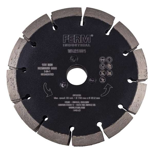 Diamantschijf – 150mm – 3-in-1 – Voor WCM1001P sleuvenfrees/muurfrees Diamantschijf – 150mm – 3-in-1 – Voor WCM1001P sleuvenfrees/muurfrees