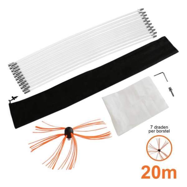 Maxblast Nylon elektrische schoorsteen borstel - 20 meter Maxblast Nylon elektrische schoorsteen borstel - 20 meter