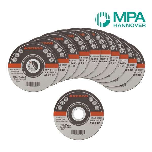 AREBOS 100x Slijpschijven Flexschijven Inox roestvrij staal metaal Metall Ø115 mm x 1mm AREBOS 100x Slijpschijven Flexschijven Inox roestvrij staal metaal Metall Ø115 mm x 1mm