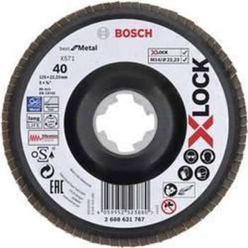 Bosch Accessories 2608621767 X-LOCK lamellenslijpschijf, metaal, haakse uitv., G 60, X571, 125 mm, K40 Diameter 125 mm 1 stuk(s)