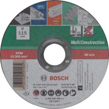 Bosch doorslijpschijf - Voor metaal, Inox, steen, marmer en kunststoffen - 115 x 1,0 mm - recht - 1 stuk