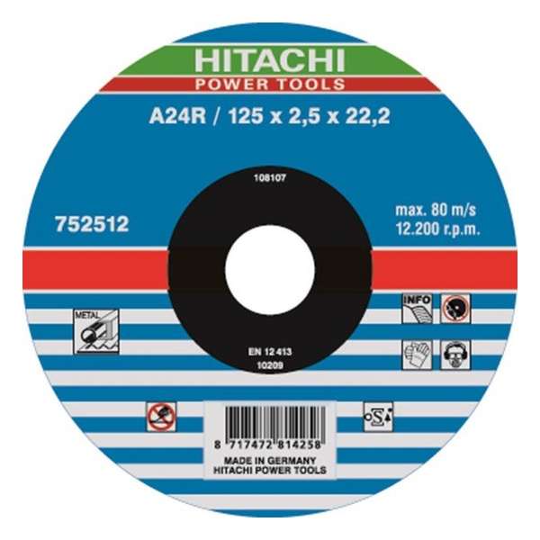 Hikoki Doorslijpschijf vlak voor metaal 125 x 2.5mm Hikoki Doorslijpschijf vlak voor metaal 125 x 2.5mm