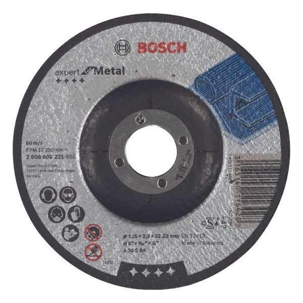 Bosch - Doorslijpschijf gebogen Expert for Metal A 30 S BF, 125 mm, 22,23 mm, 2,5 mm Bosch - Doorslijpschijf gebogen Expert for Metal A 30 S BF, 125 mm, 22,23 mm, 2,5 mm