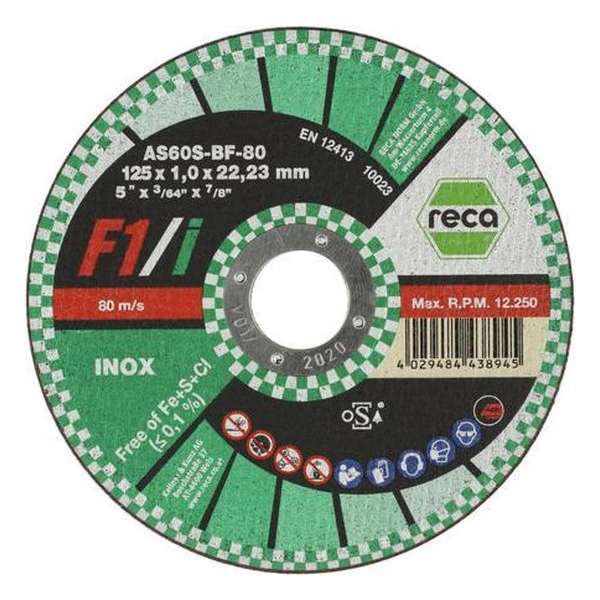 Reca Doorslijpschijf F1/i 76x1 mm - recht - RVS (25 stuks) Reca Doorslijpschijf F1/i 76x1 mm - recht - RVS (25 stuks)