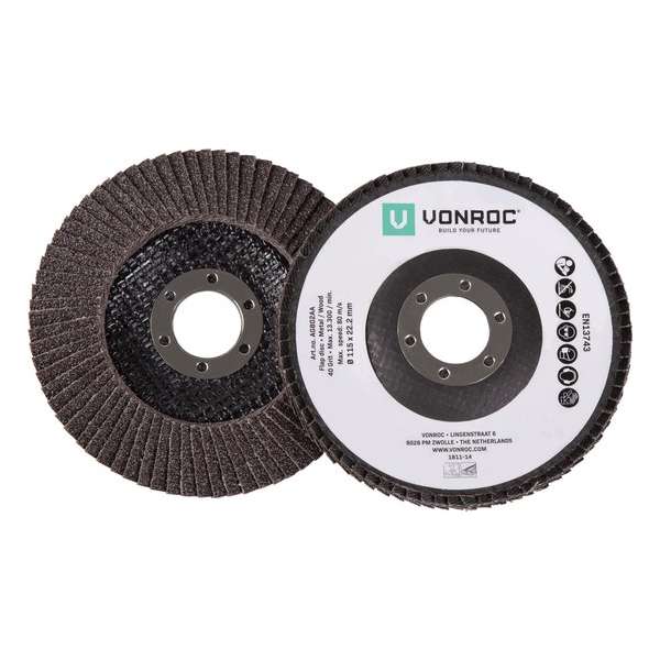VONROC Universele lamellenschijven set – 2-delig – K40 & K60 – Ø115 x 22.2MM VONROC Universele lamellenschijven set – 2-delig – K40 & K60 – Ø115 x 22.2MM