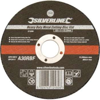 Silverline Metaal Snijschijf - Doorslijpschijf - Plat - Heavy Duty - 125 x 3 x 22,23 mm.