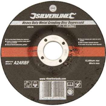 Silverline Verzonken Heavy-Duty Metaal Slijpschijf - 125 x 6 x 22,23 mm.