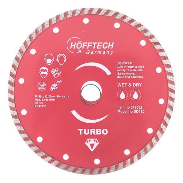 Diamantschijf, 180 x 22.23mm, Slijpschijf, Hofftech Diamantschijf, 180 x 22.23mm, Slijpschijf, Hofftech